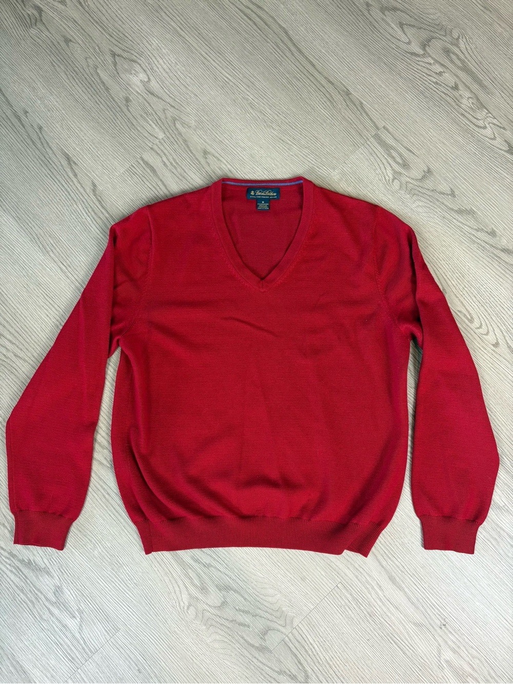 Brooks Brothers Extra Fine Merino Wool Men's Red V-Neck Sweater